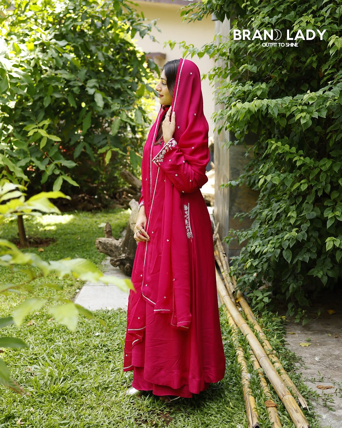 Azalea Dola Silk Suit with Silver Handwork