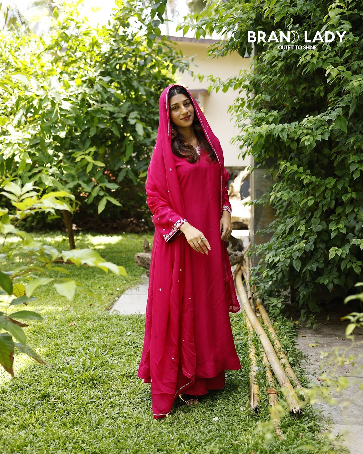 Azalea Dola Silk Suit with Silver Handwork