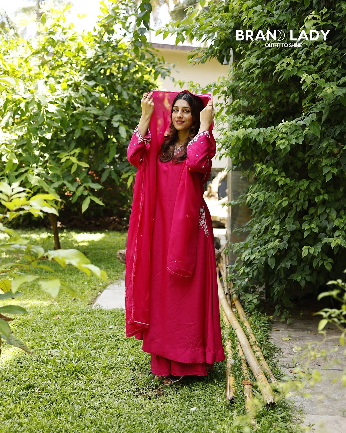 Azalea Dola Silk Suit with Silver Handwork