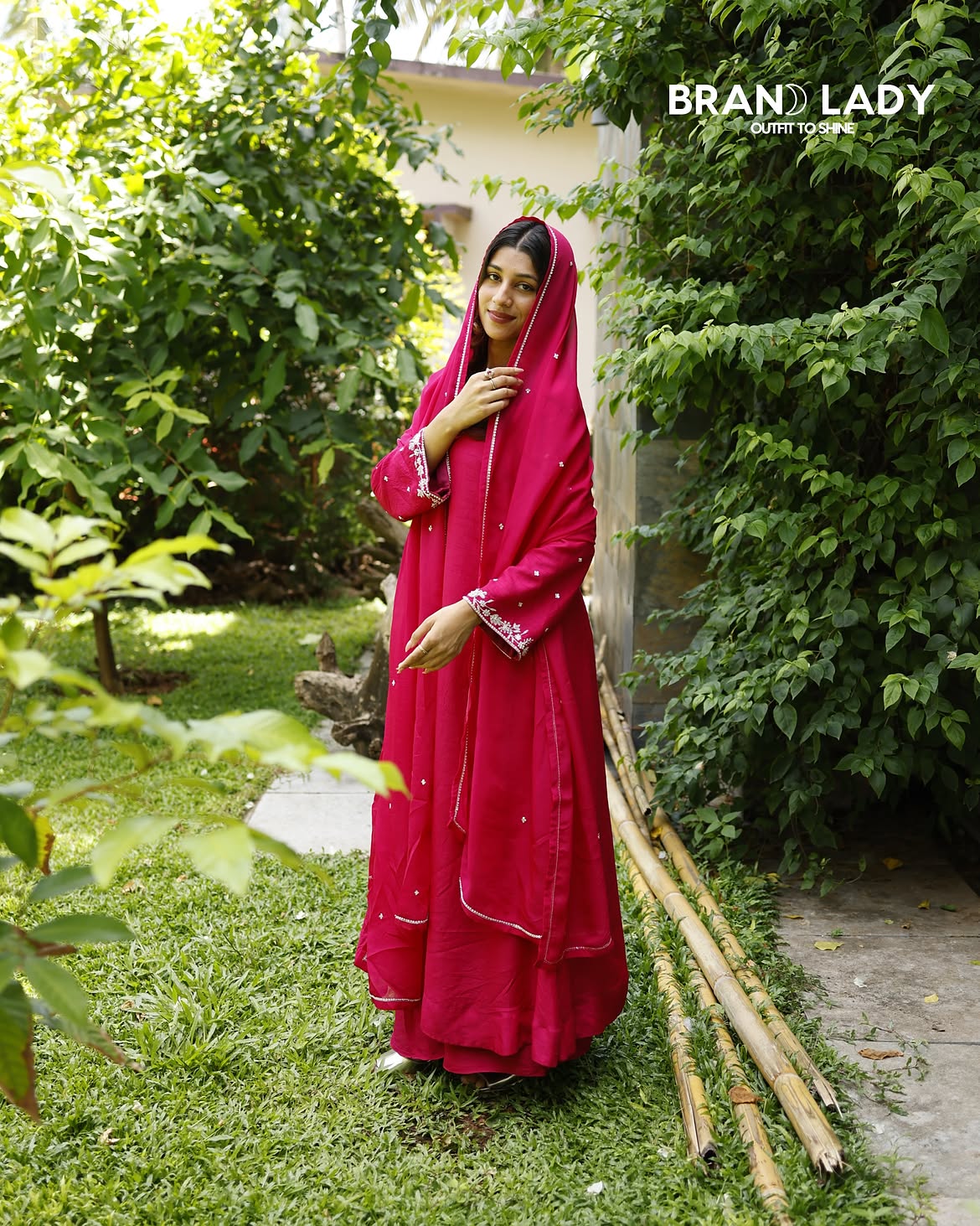 Azalea Dola Silk Suit with Silver Handwork