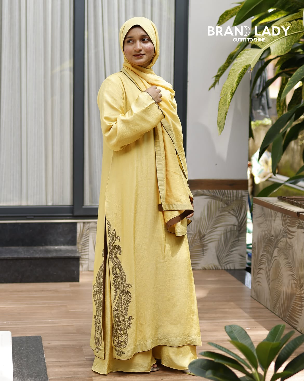 Goldfinch Chanderi Suit with Black Embroidery