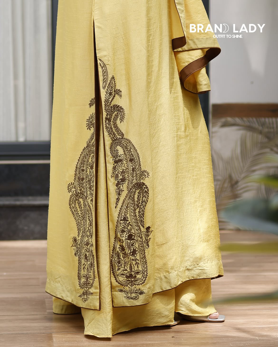 Goldfinch Chanderi Suit with Black Embroidery