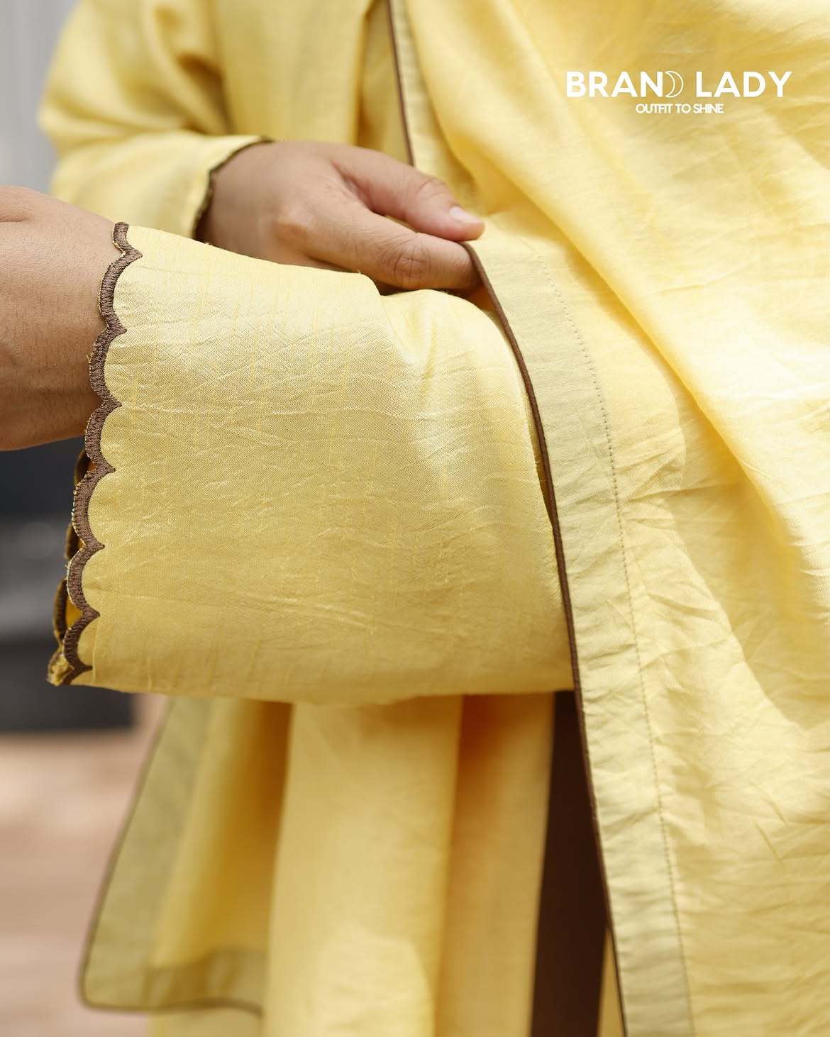 Goldfinch Chanderi Suit with Black Embroidery