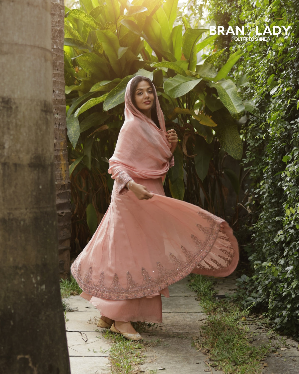 Muted Peach Chanderi Suit with Peach & Silver Handwork