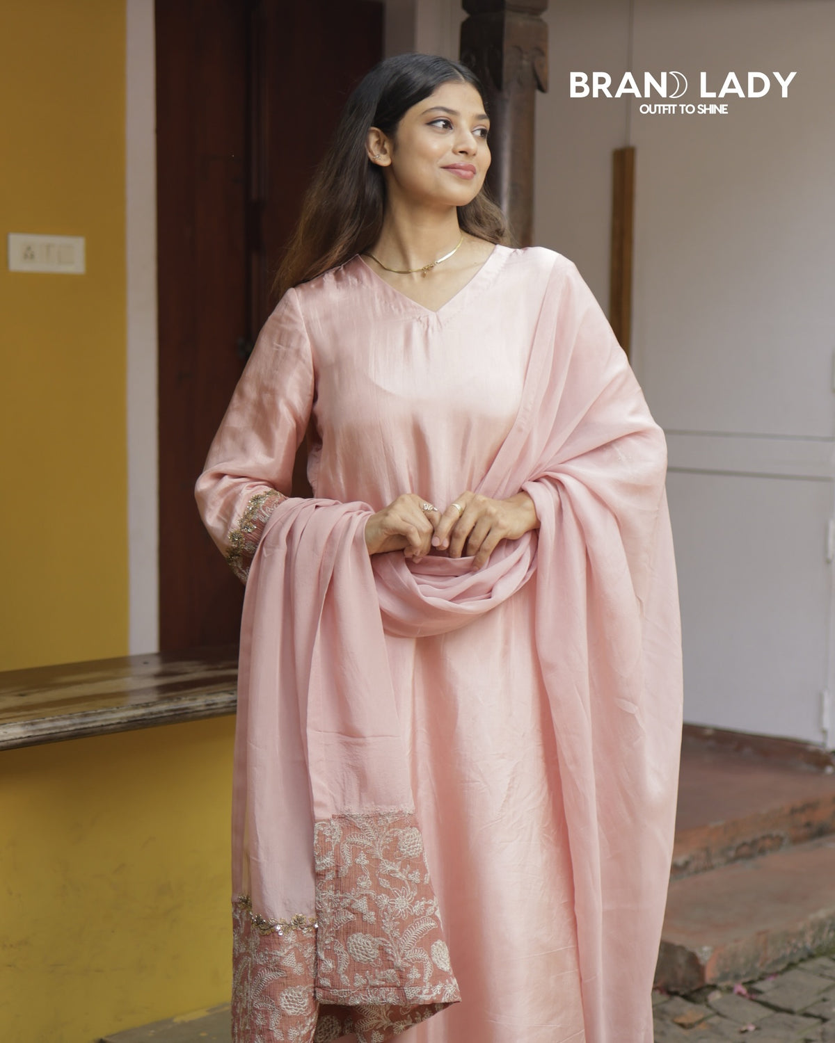 Veiled Rose Uppada Silk A-line Suit with Antique Handwork