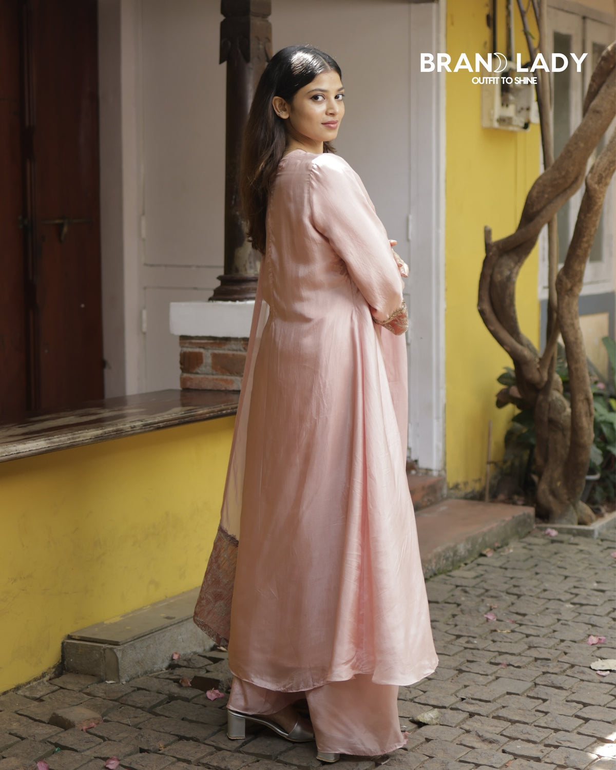 Veiled Rose Uppada Silk A-line Suit with Antique Handwork